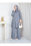 Cold Yarn Floral Patterned Knitwear Tunic Set with Trousers - 8