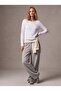 Regular Fit Flamlı Basic White Sweatshirt - 2