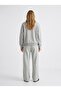Relaxed Fit Letter Printed Crew Neck Gray Sweatshirt - 2