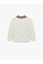 Raised Printed Long Sleeve Oversize Polo Collar Sweatshirt - 2