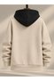 New Season Double Color Hooded Falcons Printed Winter Oversize Jacket with Complete Inner Layer in Combed Cotton - 4