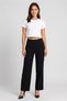 Women Regular Fit Wide Leg Solid Pants, Black - 2