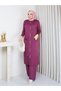 Cold Yarn Pocket Bow Detailed Buttoned Long Vest Knitwear Trouser Set - 7