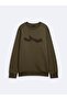 Regular Fit Sign Printed Crew Neck Green Sweatshirt - 4