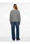 Relaxed Fit V-Neck Knitwear Gray Sweater - 3