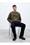 Regular Fit Sign Printed Crew Neck Green Sweatshirt - 2