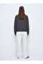 Regular Fit Letter Printed Crew Neck Gray Sweatshirt - 3