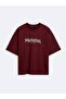 Relaxed Fit Text Printed Burgundy T-Shirt - 3