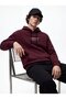 Regular Fit Text Printed Hooded Burgundy Sweatshirt - 2