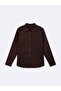 Regular Fit Basic Long Sleeve Brown Shirt - 3