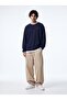 Regular Fit Flamlı Basic Navy Blue Sweatshirt