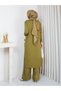 Cold Yarn Pocket Bow Detailed Buttoned Long Vest Knitwear Trouser Set - 8