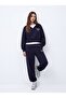 Regular Fit Letter Printed Rubber Cuffed Navy Blue Tracksuit