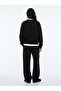 Regular Fit Letter Printed Crew Neck Black Sweatshirt - 2