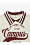 Raised Printed Long Sleeve Oversize Polo Collar Sweatshirt - 3