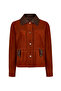 Capri Women's Cinnamon Shirt Collar Short Suede Leather Jacket 26Wgd569510 - 4