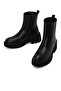 Women's Black Zippered Patterned Thick Soled Leather Boots Wf180024Dv - 4