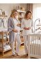 New Season Ecru Shawl Collar Woven Striped Winter Long Sleeve Buttoned Special Design Breastfeeding Featured Maternity Pajama Set - 2