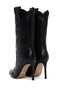 Women's Black Patterned Thin Heeled Leather Boots Wf110001Dv - 7