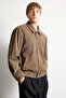 Regular Fit Classic Collar Ribbed Zippered Coat H1507Ax26Au - 4