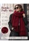 Puffy Burgundy Women's Scarf Shawl Soft Textured Tasseled Winter Shoulder Shawl 45X200 cm