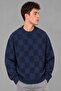 Oversize Plush Square Pattern Winter Sweater Dp 18381_10062 - 4