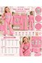 New Season 2-Piece Set Suitable for Kindergarten & Nursery: Girls' Stoned Teddy Bear Printed Sweatshirt and Sparkly Flared Trousers - 7
