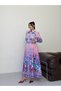 Women's Floral Patterned Belted Long Dress - 3