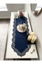 Navy Blue Suede Fabric Runner 40X120 cm Console Length - Modern Design