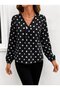 Women's long sleeve v-neck pleated front leopard print supreme blouse - 2