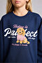 Relax Fit Crew Neck Printed Sweatshirt for Girls I4159A826Au - 4