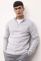 Standard Fit Regular Cut Mock Neck Half-Zip Basic Plain Knit Sweater A5184AX24AU