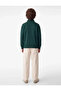 Printed Cotton Sweatshirt with Zipper Detail and Long Sleeves, High Collar - 4
