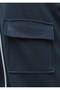 Double Suit with Stand Collar, Zipper Closure, Double Pockets, Elastic Waist - Smoked - 5