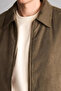 Regular Fit Polo Collar Suede Look Zippered Coat H2609Ax26Au - 4
