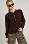 Wool Blend Buttoned Knit Sweater Lki̇0057 Brown - 4