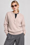 Wool Blend Buttoned Knitwear Sweater Lki̇0057 Stone