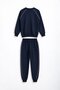 Navy Blue Boys' Striped Lettered Crew Neck Sweatshirt Set 24840 - 4