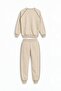 Beige Boys' Striped Lettered Crew Neck Tracksuit Set 24842 - 3