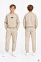 Beige Boys' Striped Lettered Crew Neck Tracksuit Set 24842