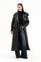 Women's Leather Fabric Premium Quality Lined Belted Design Trench Coat - 3