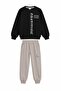 Beige Boys' Text Printed Cargo Pocket Tracksuit Set 24851 - 2