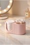 Cotton Pad and Swab Organizer - Decorative Makeup Table Organizer - Pastel Pink - 2