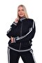 Collar and Cuffs with Ribbed Detail, Stone and Piping Detail, Zippered Modal Fabric, Large Size Tracksuit Set - 2