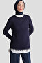 Lace Knitwear Sweater Navy Blue - 5