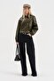 Women's Leather Khaki Color Premium Quality Lined Design Jacket - 3