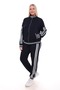 Collar and Cuffs with Ribbed Detail, Stone and Piping Detail, Zippered Modal Fabric, Large Size Tracksuit Set