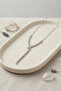Brass Silver Color Zircon Stone Asymmetrical Bar Model Women's Necklace