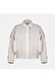 Women's Cream Shirt Collar Leather Detailed Bomber Jacket