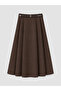 Brown Belted Flared Skirt